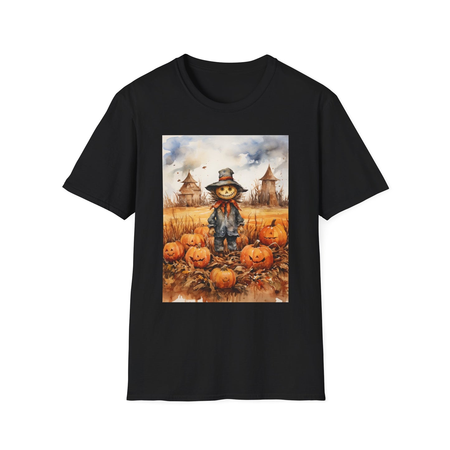 Autumn Scarecrow T-Shirt, Fall Halloween Tee, Pumpkin Patch Shirt, Unisex Graphic Top, Cozy Harvest Apparel