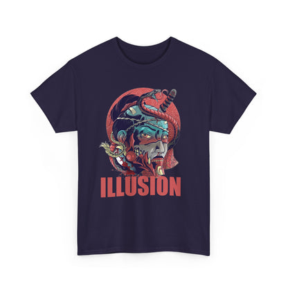 Artistic Unisex Heavy Cotton Tee - 'ILLUSION' Graphic Design