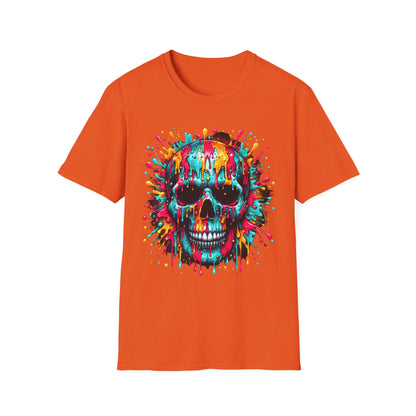 Colorful Drip Skull Unisex T-Shirt - Vibrant Graphic Tee for Art & Music Lovers