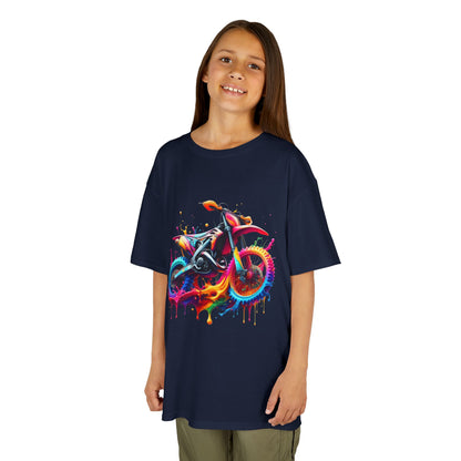 Kids' Motorcycle Graphic Tee - Vibrant Splash Design
