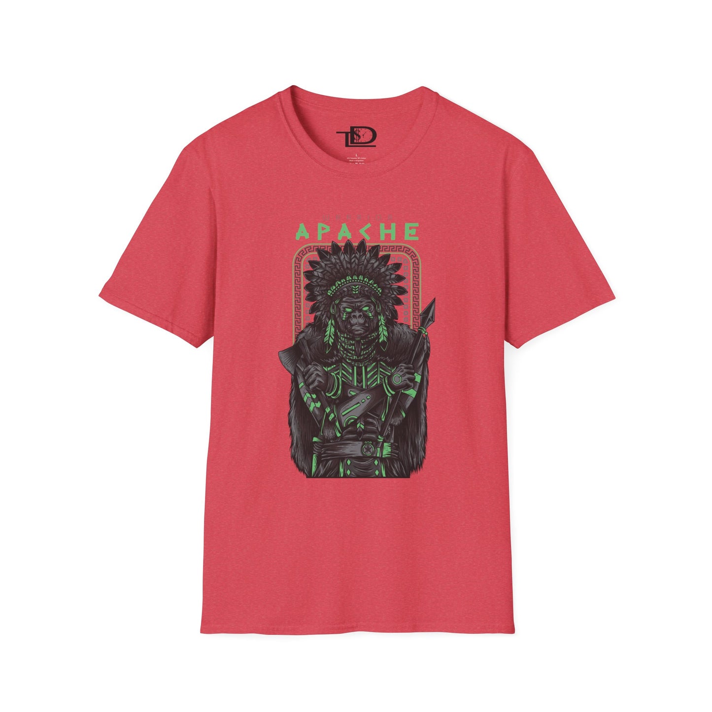Apache Warrior Graphic T-Shirt, Softstyle Tee, Unisex Casual Wear, Festival Apparel, Heritage Tribute Shirt