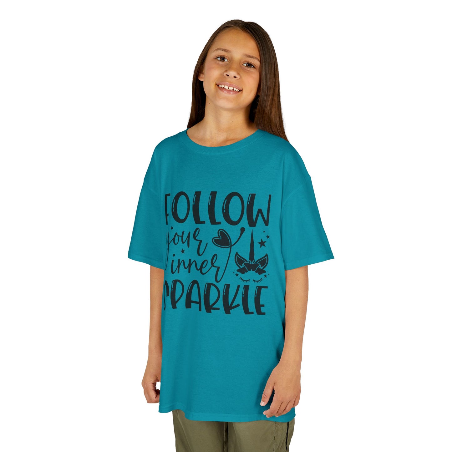 Kids Heavy Cotton™ Tee - Follow Your Inner Sparkle T-Shirt for Creative Kids