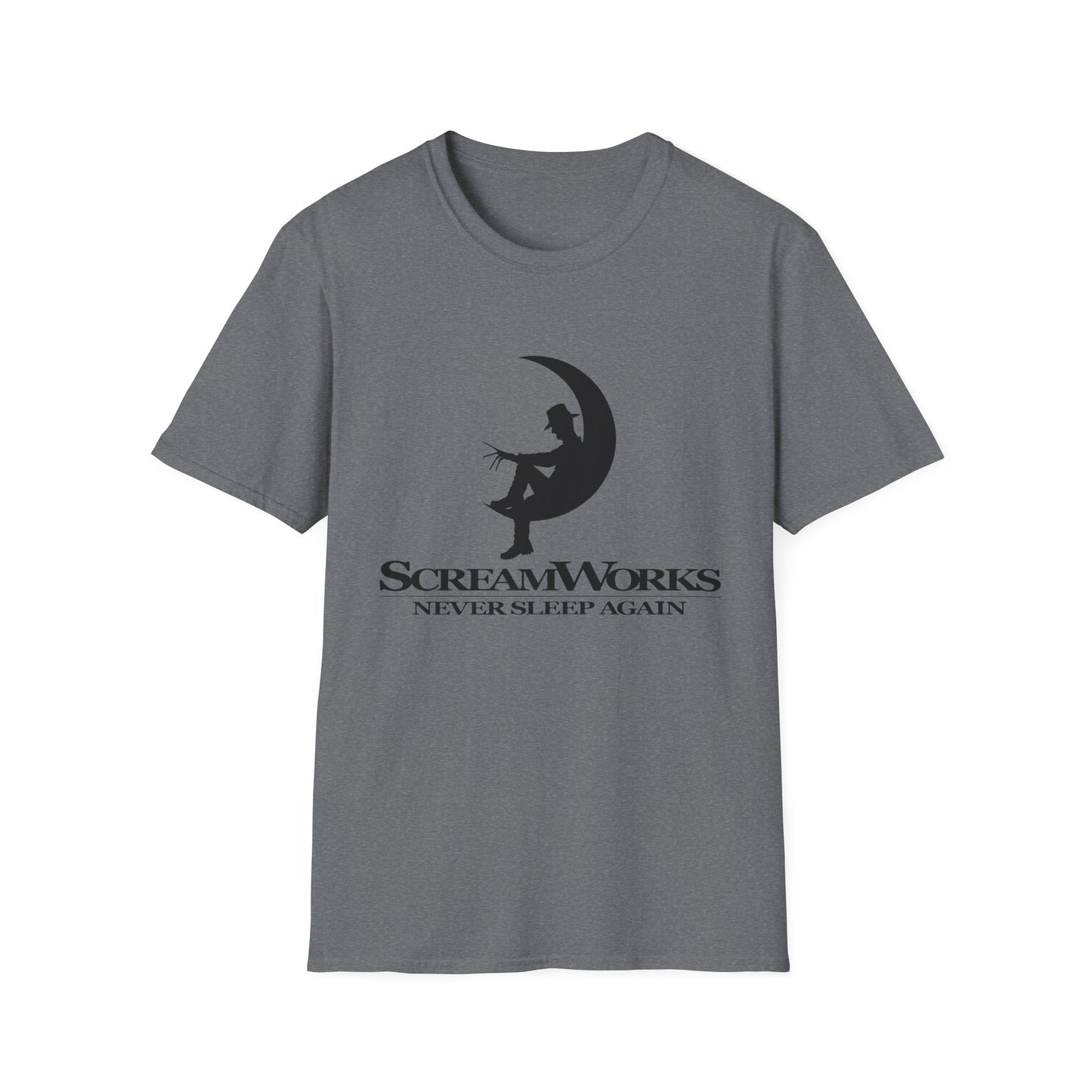 ScreamWorks Unisex Softstyle T-Shirt, Halloween Costume Shirt, Graphic Tee, Sleepover Wear, Spooky Gift Idea