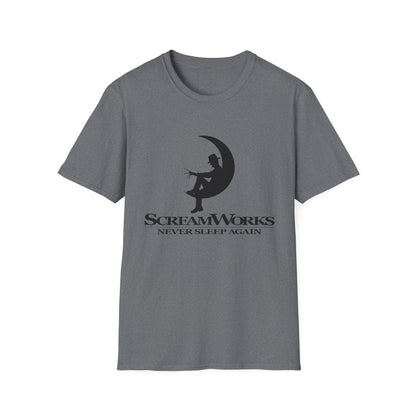 ScreamWorks Unisex Softstyle T-Shirt, Halloween Costume Shirt, Graphic Tee, Sleepover Wear, Spooky Gift Idea