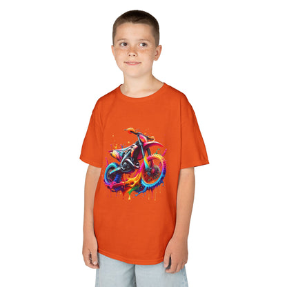 Kids' Motorcycle Graphic Tee - Vibrant Splash Design
