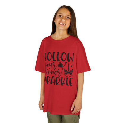 Kids Heavy Cotton™ Tee - Follow Your Inner Sparkle T-Shirt for Creative Kids