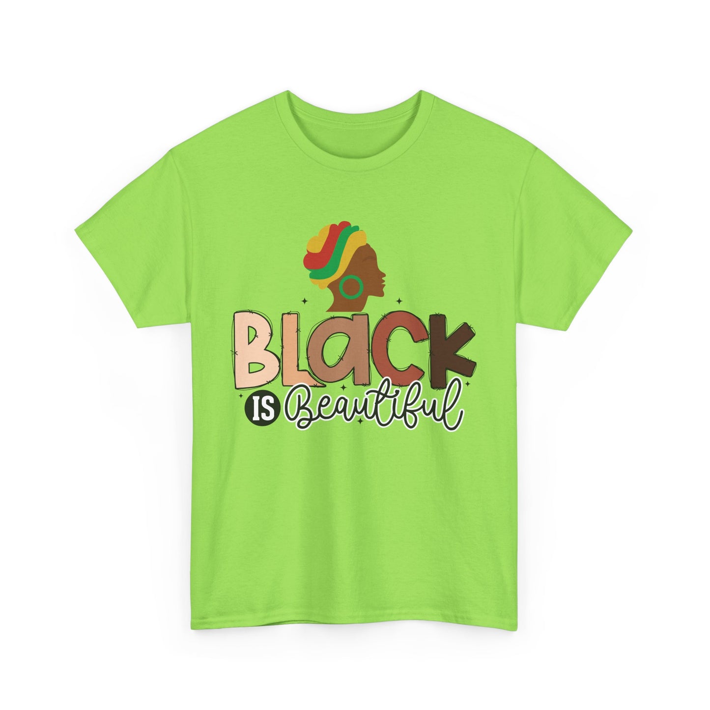 Black is Beautiful Unisex Heavy Cotton Tee, Inspirational T-Shirt, Diversity Apparel, Affirmation Clothing, Gift for Activists