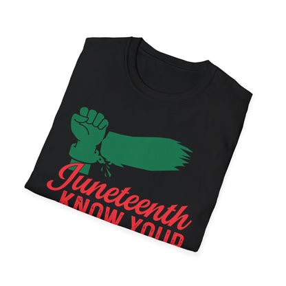 Unisex Softstyle T-Shirt - Juneteenth Know Your History, Comfortable Tee, Black History Month Gift, Celebration Shirt, Family Reunion Attire