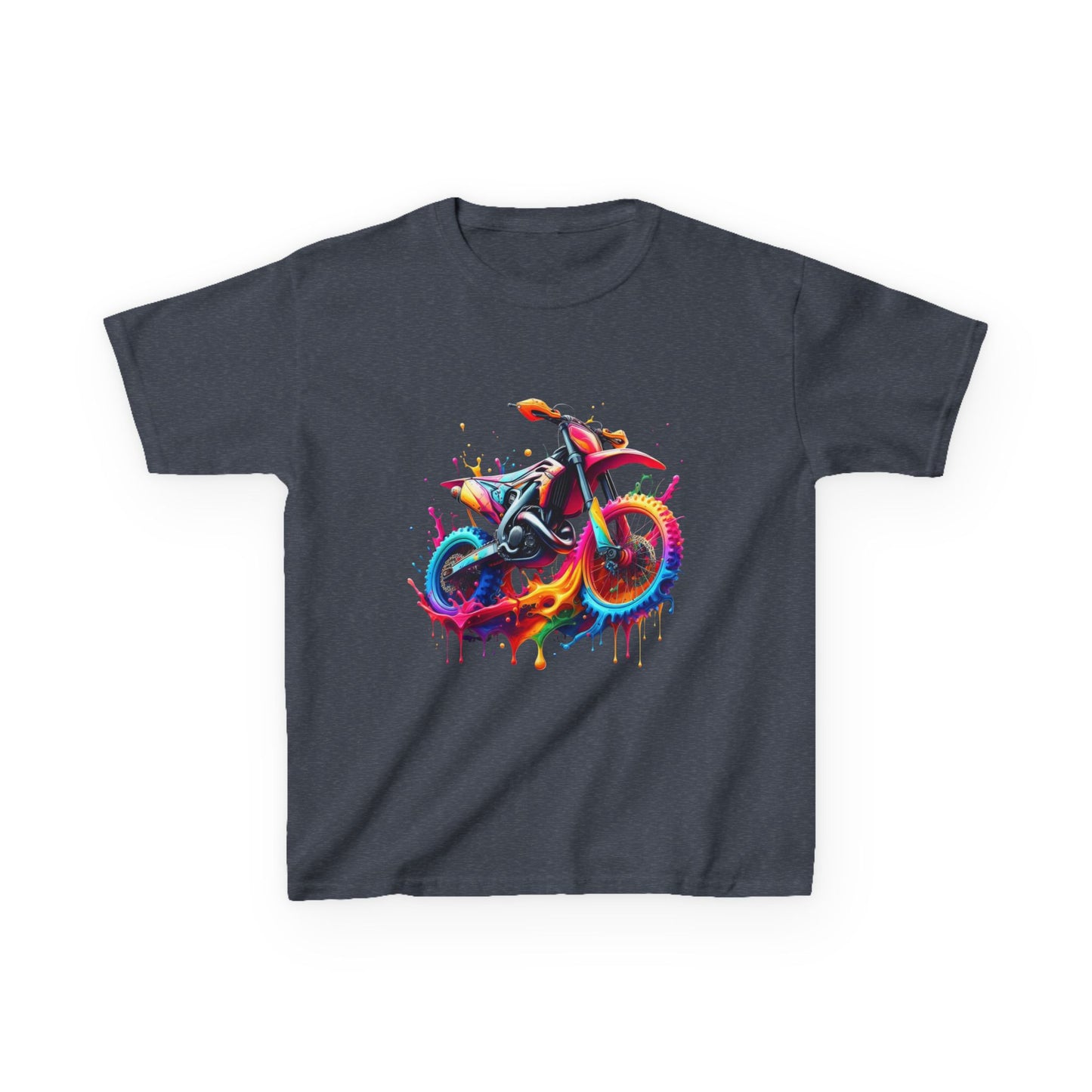 Kids' Motorcycle Graphic Tee - Vibrant Splash Design