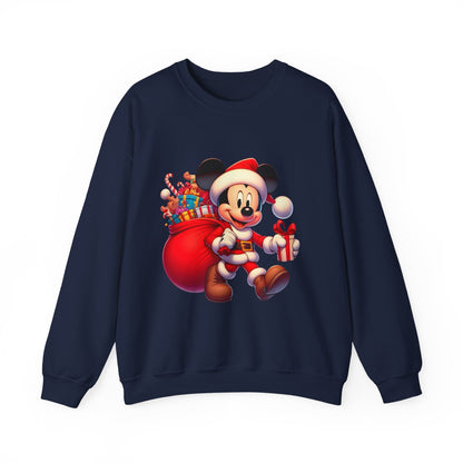 Christmas Mickey Crewneck Sweatshirt — Santa Mickey with Gifts Holiday Sweatshirt