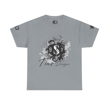 Unisex Heavy Cotton Tee - Time Designs Dollar Clock Graphic T-Shirt