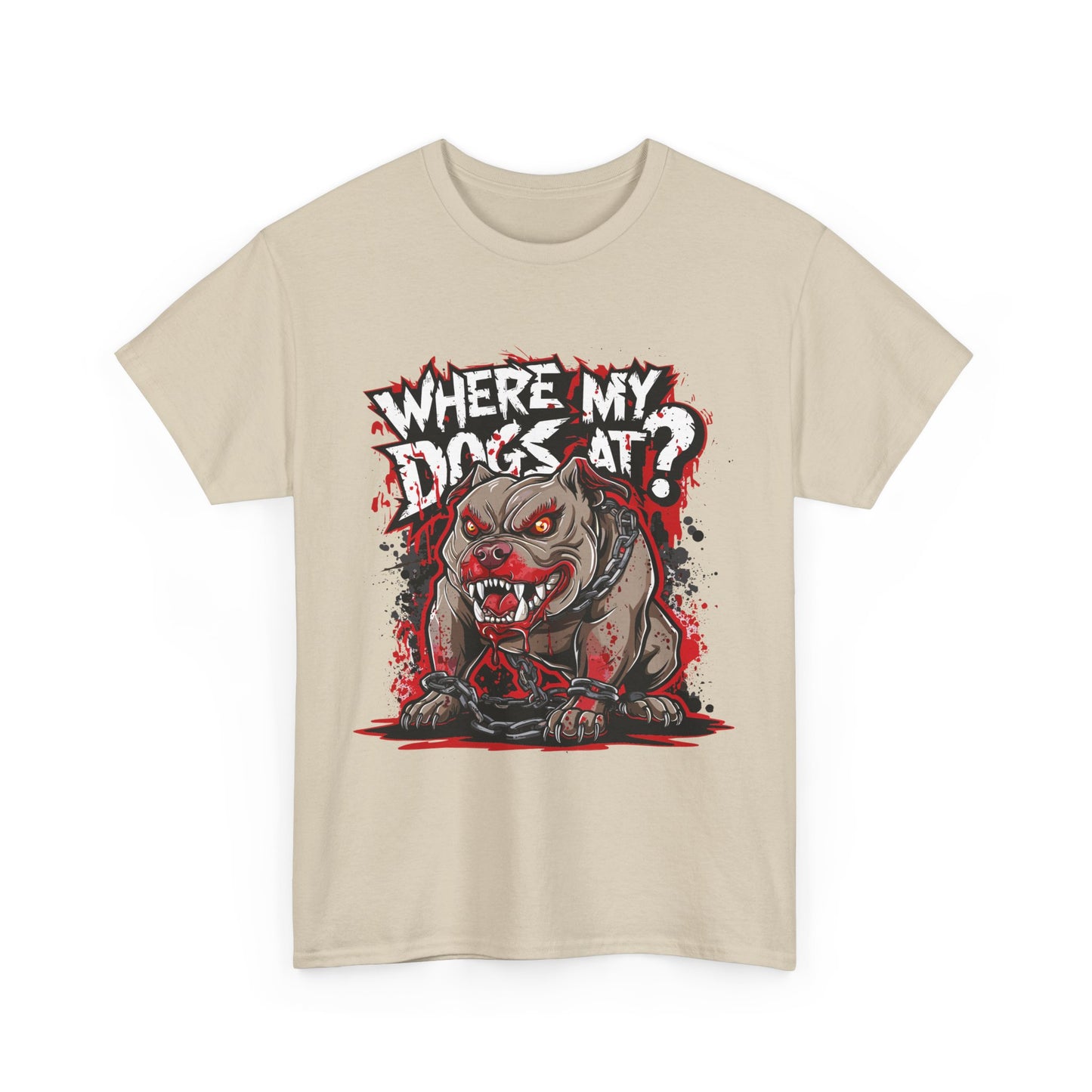 Unisex Graphic Tee - "Where My Dogs At?" Horror Style, Perfect for Halloween, Dog Lovers, Casual Wear