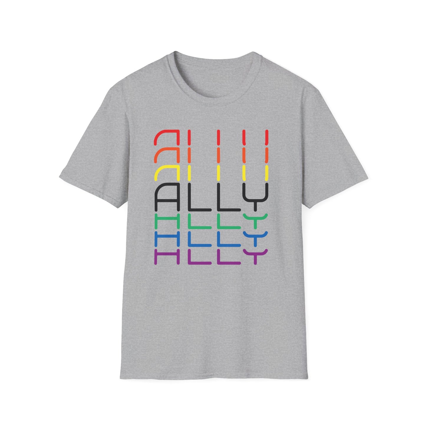Pride Ally Unisex T-Shirt | Softstyle Tee for LGBTQ+ Support | Perfect for Pride Month, Festivals, or Everyday Wear