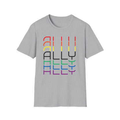 Pride Ally Unisex T-Shirt | Softstyle Tee for LGBTQ+ Support | Perfect for Pride Month, Festivals, or Everyday Wear