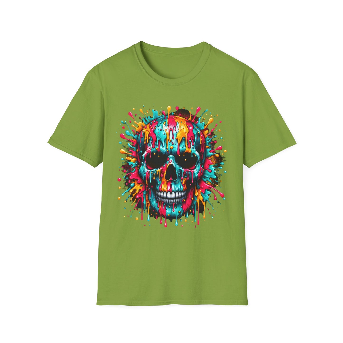 Colorful Drip Skull Unisex T-Shirt - Vibrant Graphic Tee for Art & Music Lovers