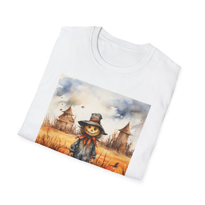 Autumn Scarecrow T-Shirt, Fall Halloween Tee, Pumpkin Patch Shirt, Unisex Graphic Top, Cozy Harvest Apparel