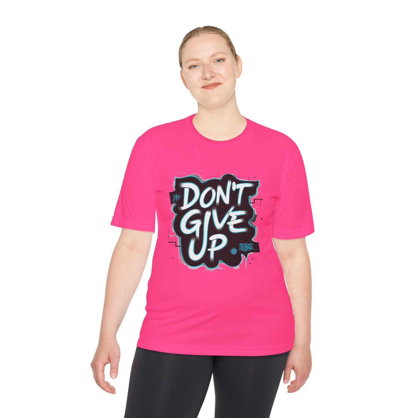 Motivational Wicking Tee – Don't Give Up, Gym Shirt, Fitness Apparel, Inspirational Top, Workout Gear, Casual Wear