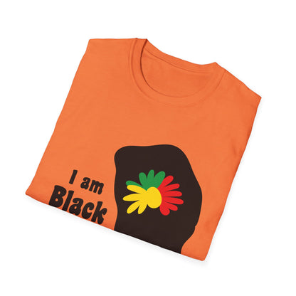I Am Black History Unisex Softstyle T-Shirt | Black History Month Gift, Empowerment Shirt, Cultural Pride Tee, Education Awareness
