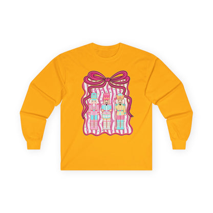 Long Sleeve Tee — Cute Kawaii Nutcracker Dolls with Bow Graphic