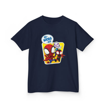 Spiderman Kids Heavy Cotton Tee - Playful Superhero Shirt for Young Fans