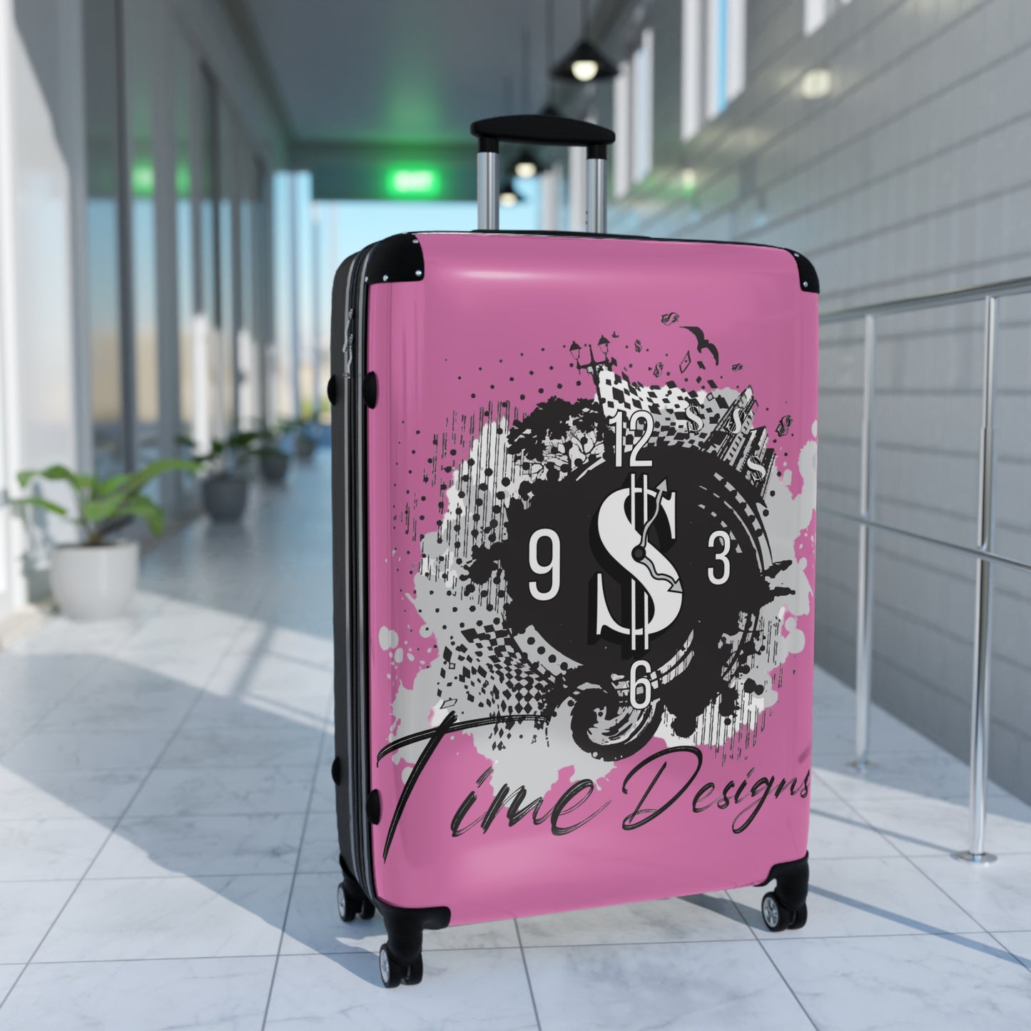 Stylish Travel Suitcase with Time Design, Unique Luggage, Adventure Ready Bag, Perfect for Travelers, Stylish Gift Idea