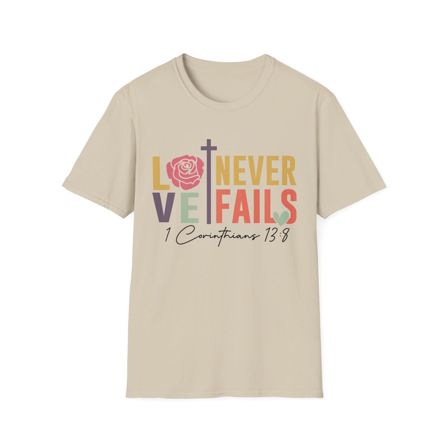 Faith-Inspired Unisex T-Shirt - "Love Never Fails" - Christian Apparel, Gift for Friends, Inspirational Wear, Bible Verse Tee
