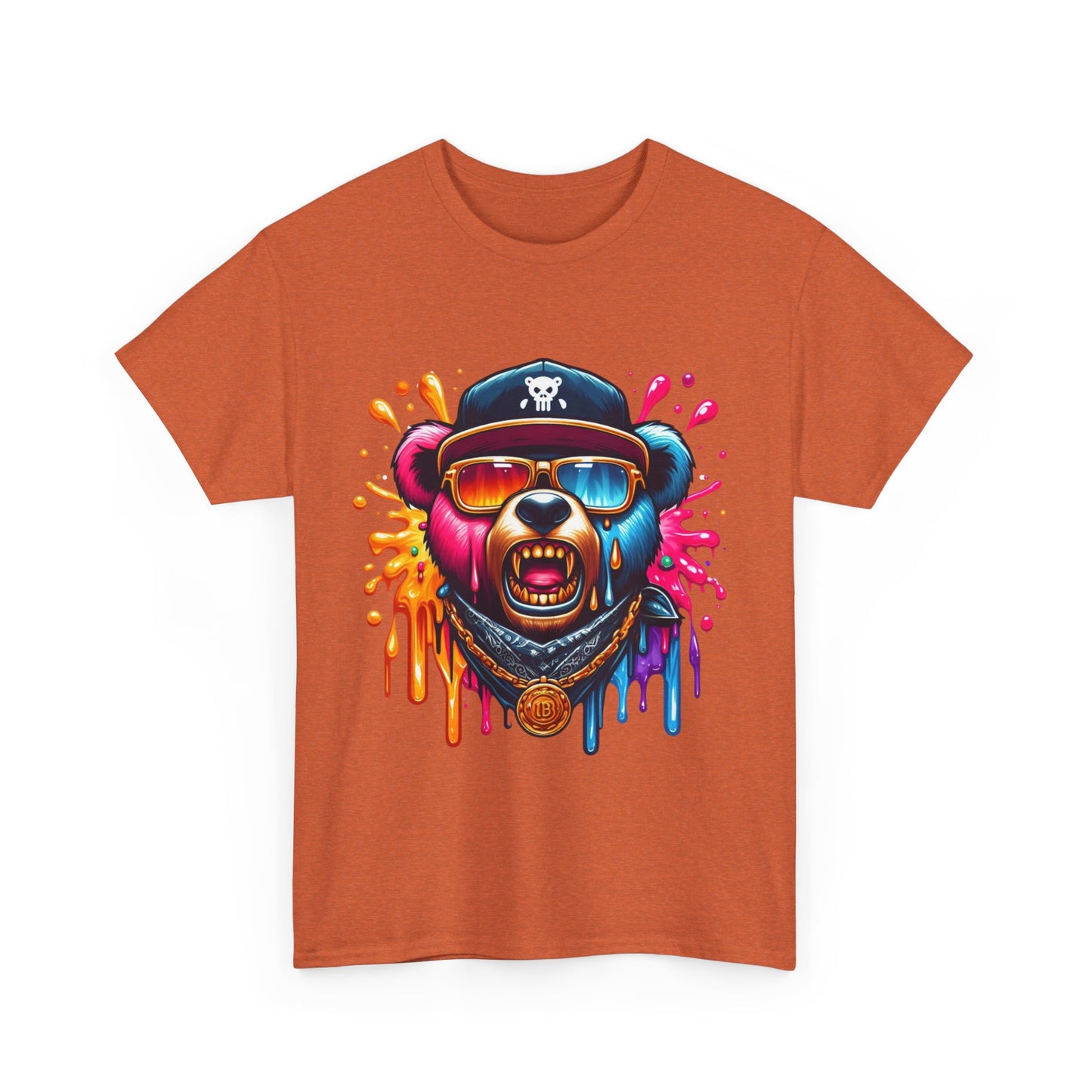Vibrant Bear Graphic Unisex Heavy Cotton Tee - Casual Streetwear for Everyday Style