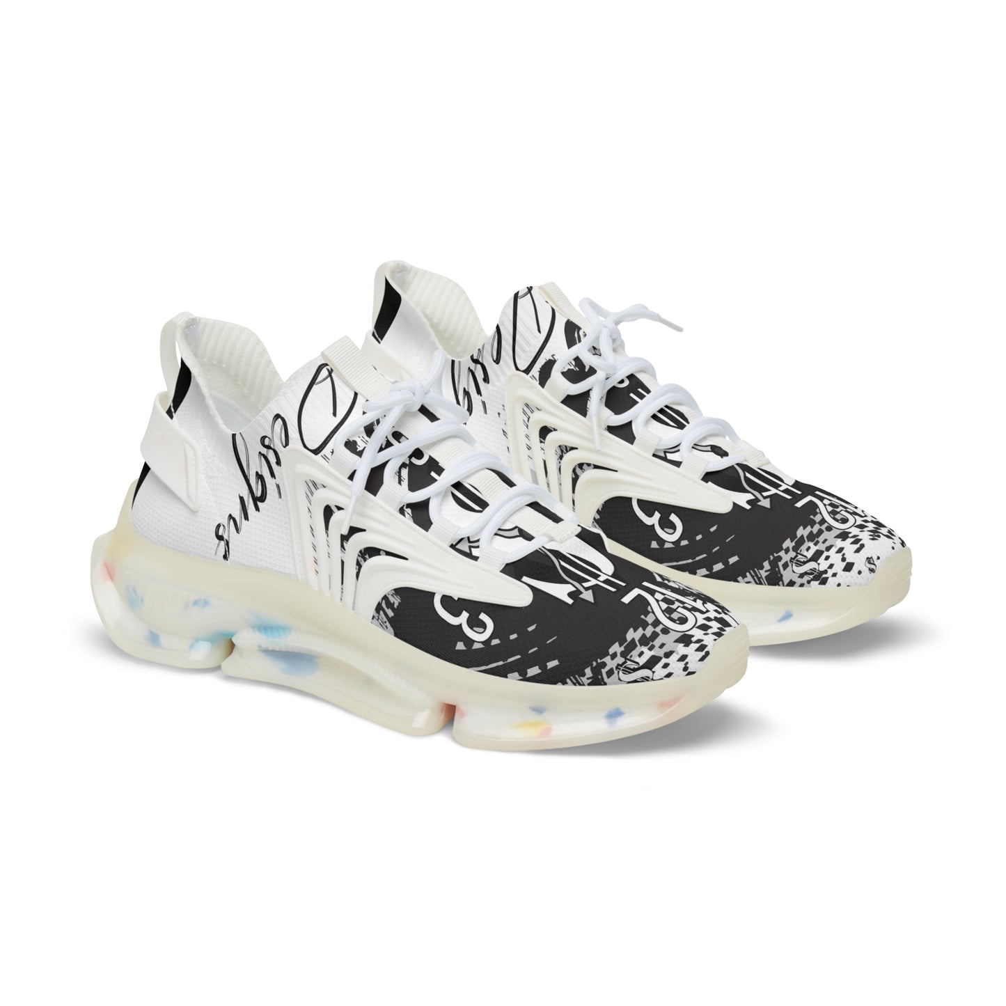 Stylish Men's Mesh Sneakers with Unique Graphic Design