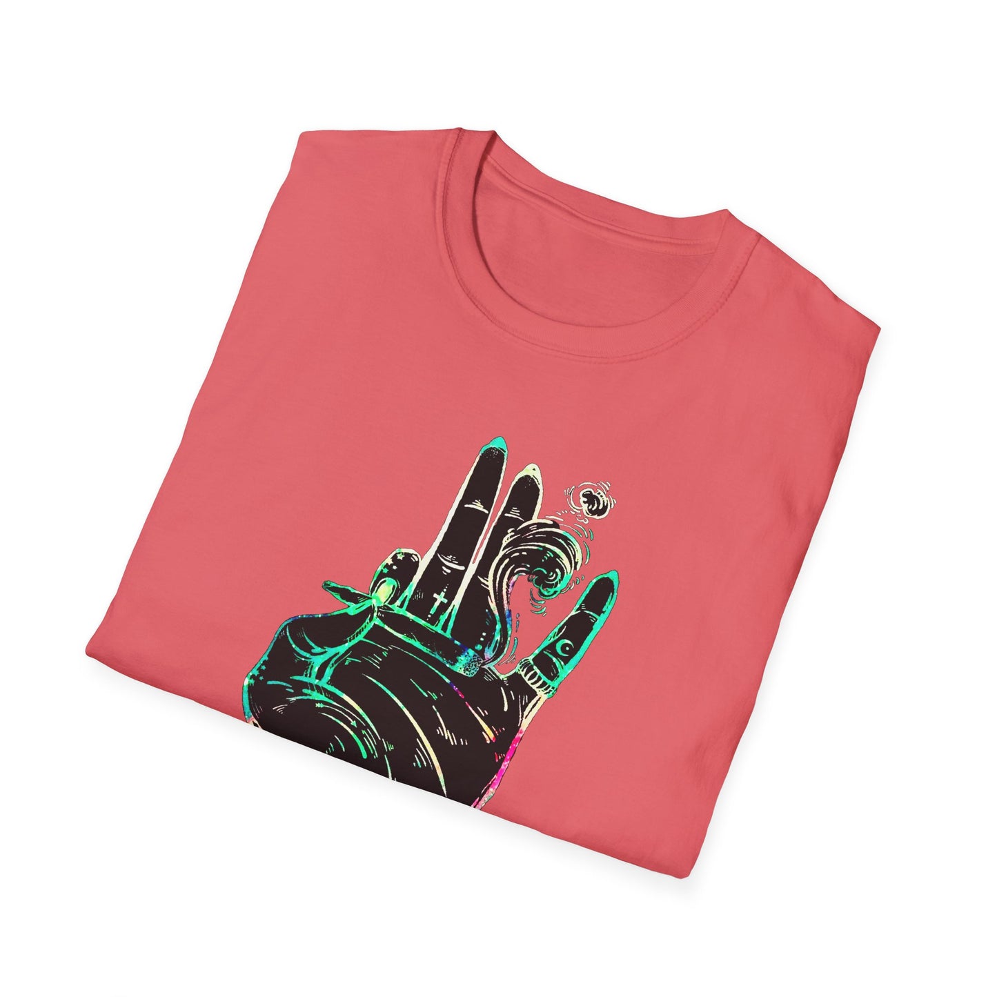 Psychedelic Hand Design Unisex T-Shirt - Softstyle, Casual Vibe