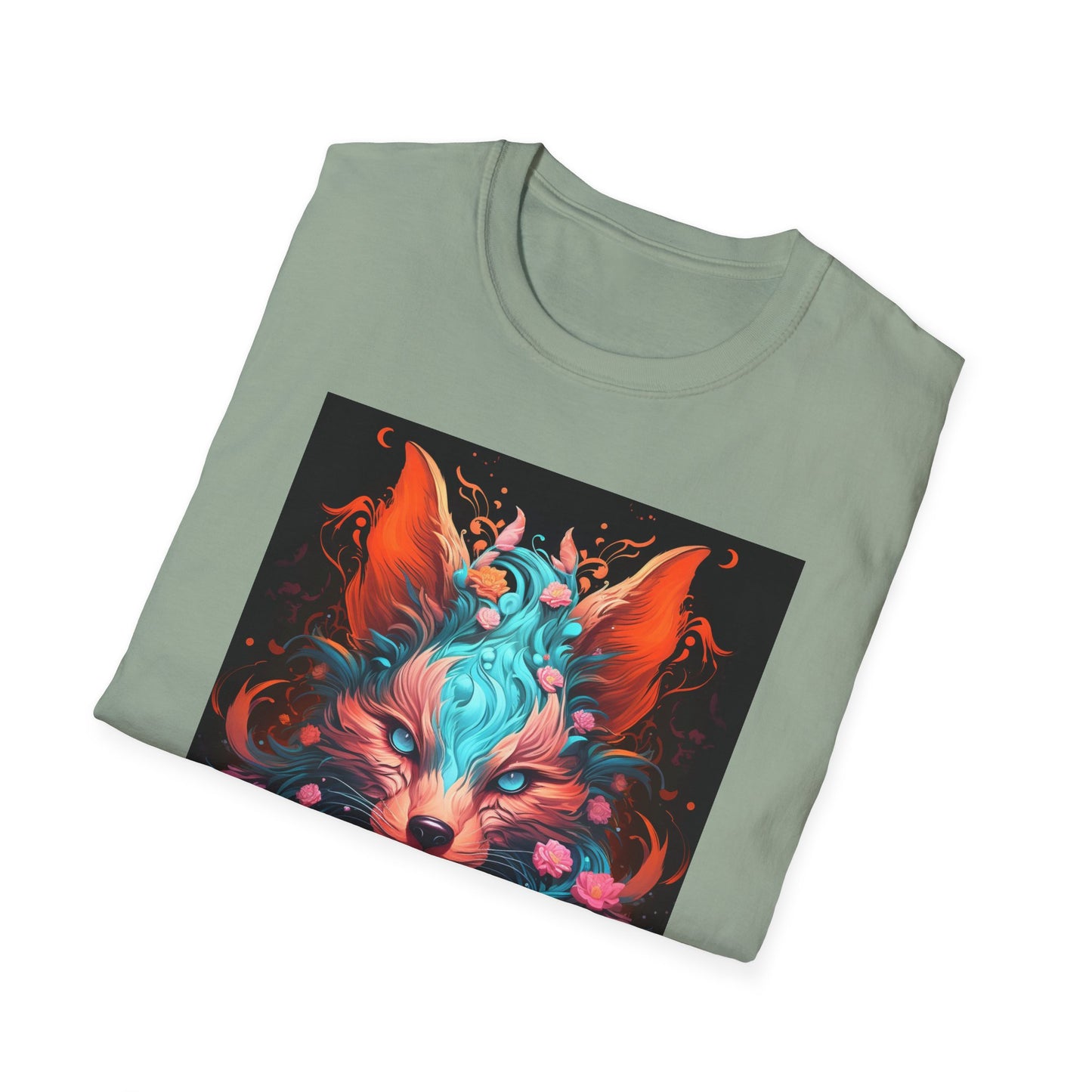 Vibrant Fox Floral Unisex Softstyle T-Shirt