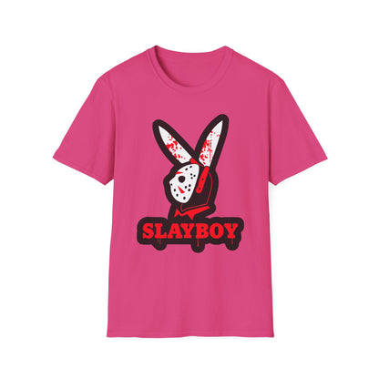 Slayboy Graphic Tee, Unisex Softstyle T-Shirt for Horror Fans, Cosplay Outfit, Halloween Costume, Casual Streetwear