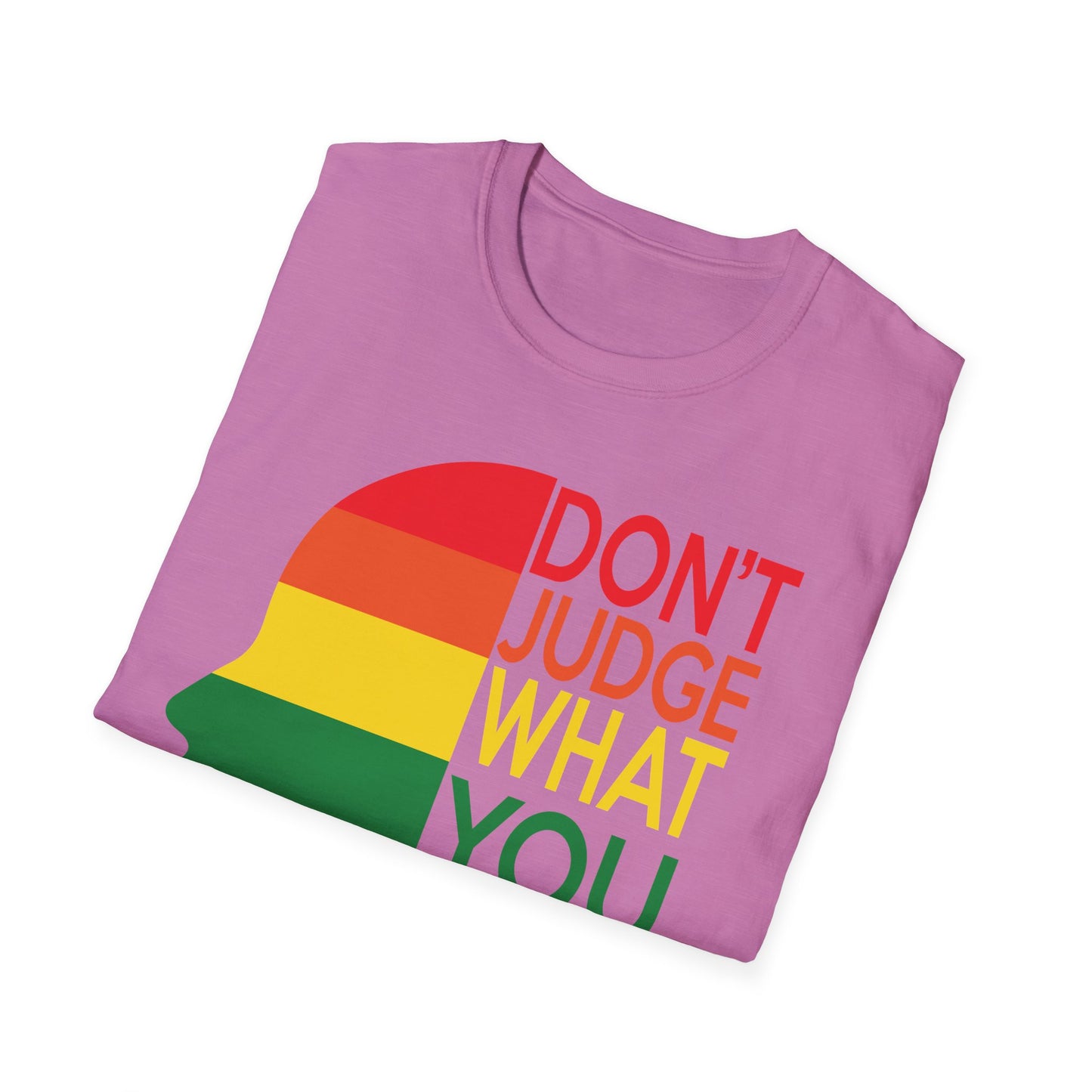 Pride Message Unisex T-Shirt - LGBTQ+ Pride Tee, Rainbow Graphic Shirt, Inclusive Fashion, Gift for Allies, Don't Judge Shirt