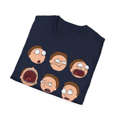 Funny Expressions Unisex Softstyle T-Shirt - Emotive Cartoon Faces