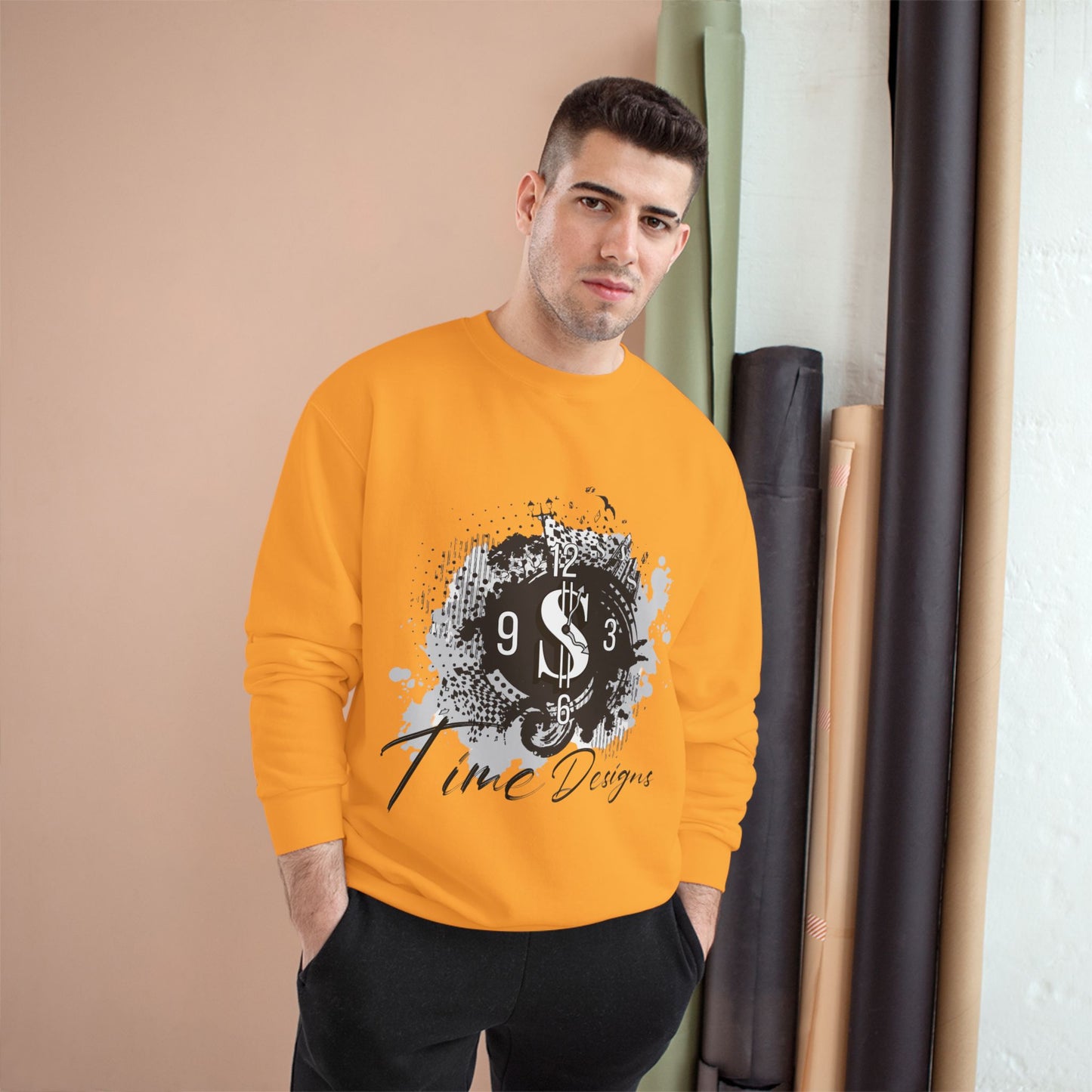 Stylish Graphic Champion Sweatshirt with Time Designs