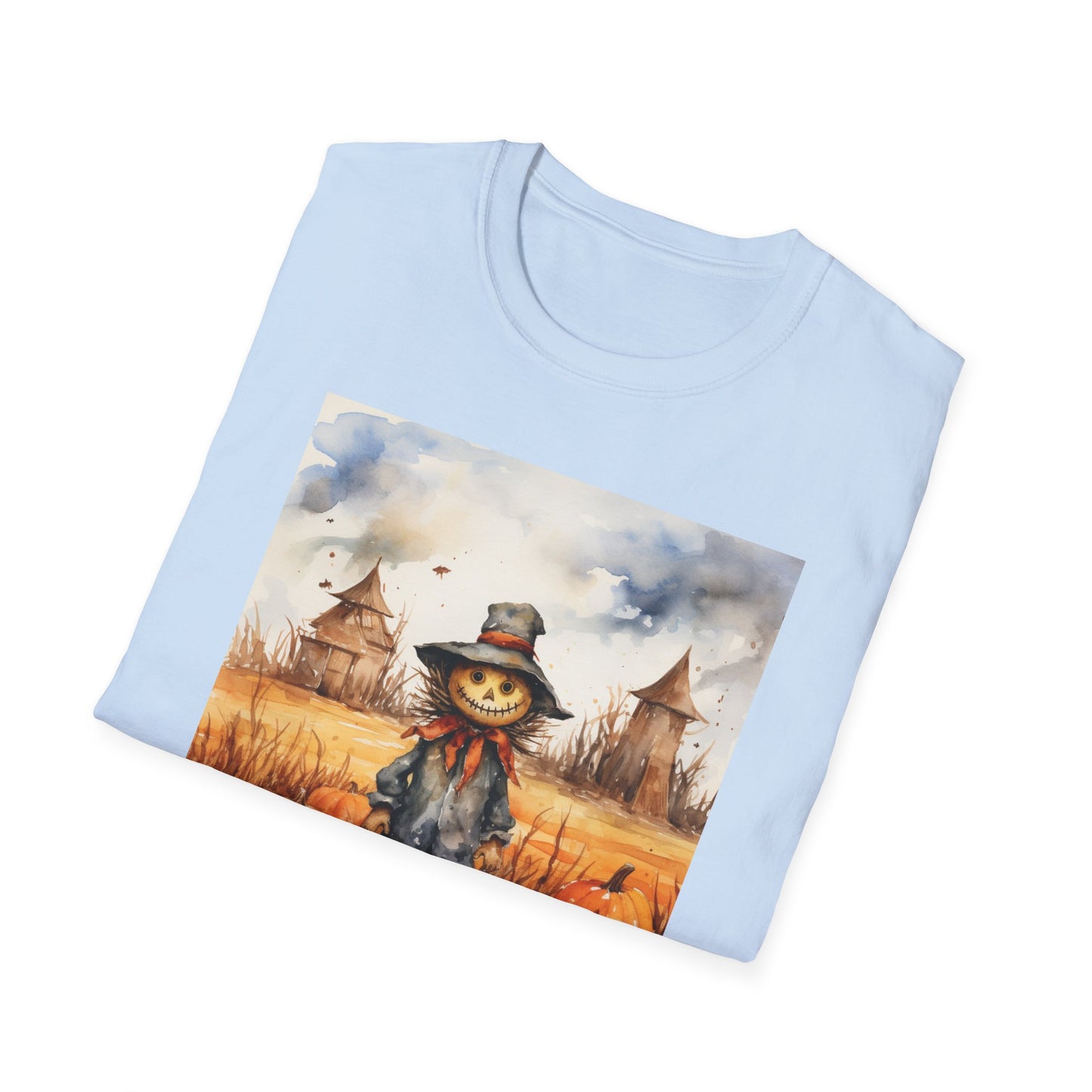 Autumn Scarecrow T-Shirt, Fall Halloween Tee, Pumpkin Patch Shirt, Unisex Graphic Top, Cozy Harvest Apparel