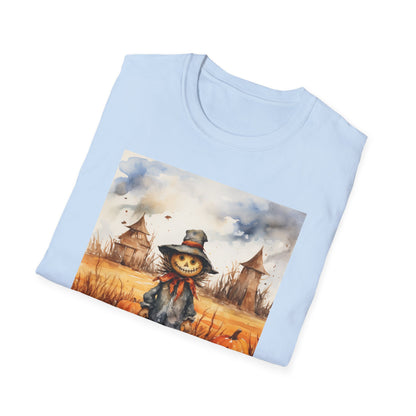 Autumn Scarecrow T-Shirt, Fall Halloween Tee, Pumpkin Patch Shirt, Unisex Graphic Top, Cozy Harvest Apparel