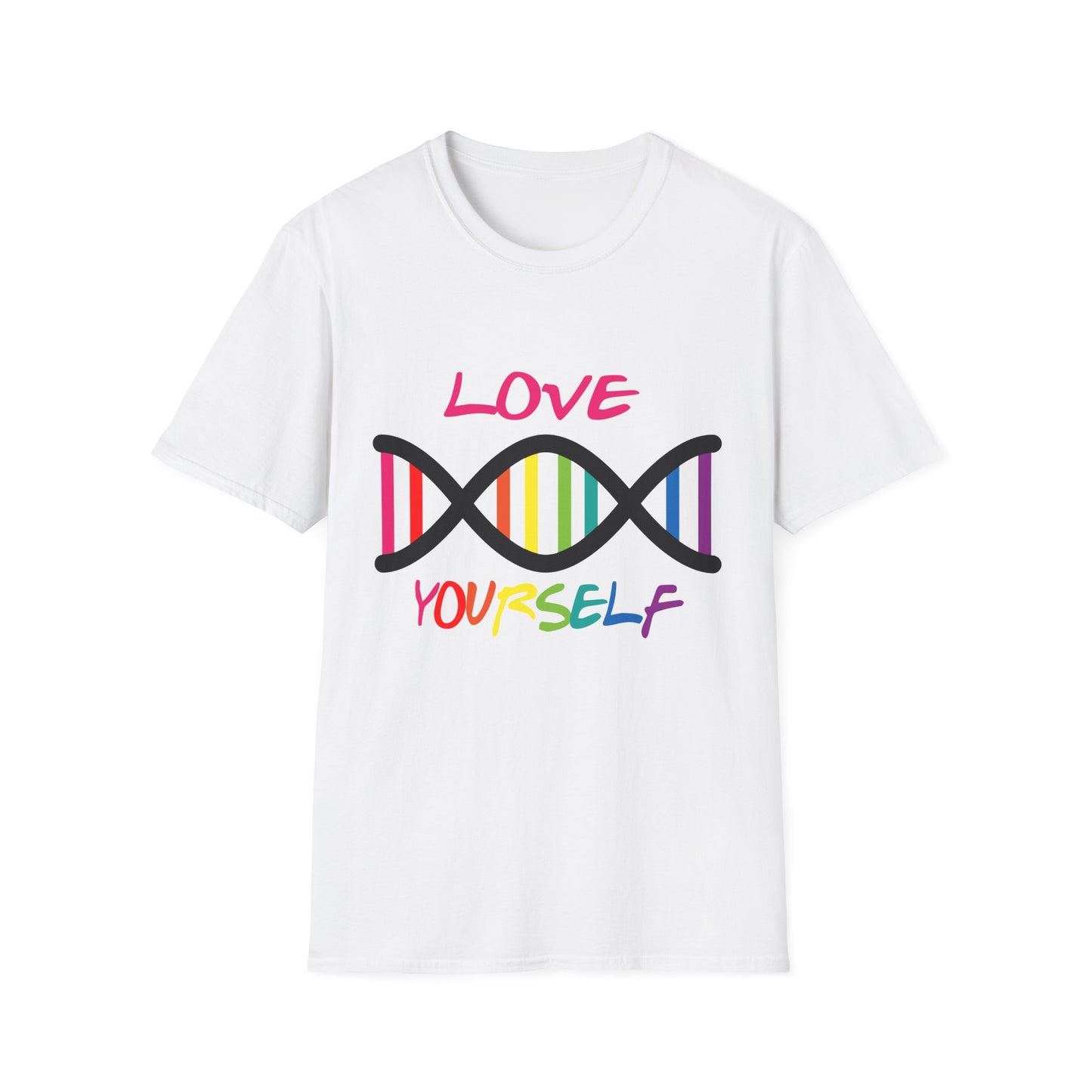 Love Yourself LGBTQ+ Pride T-Shirt, Unisex Rainbow Tee, Softstyle Shirt for Self-Care, Supportive Gift for Friends, Perfect for Pride Month