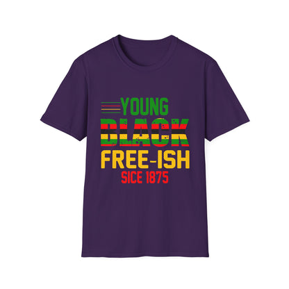 Young Black Free-Ish Unisex Softstyle T-Shirt, Celebratory Tee, Cultural Pride Shirt, Equality Apparel, Ideal for Events & Gifts