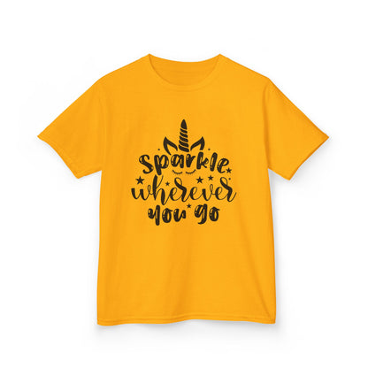 Sparkle Wherever You Go Kids Heavy Cotton Tee - Playful Unicorn Design
