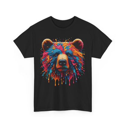 Colorful Bear Art Unisex Heavy Cotton Tee - Vibrant Graphic T-Shirt for Nature Lovers