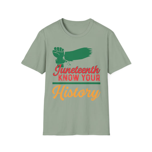 Unisex Softstyle T-Shirt - Juneteenth Know Your History, Comfortable Tee, Black History Month Gift, Celebration Shirt, Family Reunion Attire