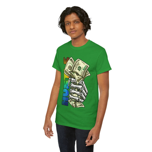 Unisex Heavy Cotton Tee - 'Hustle' Graphic Tee with Money Design