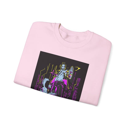 Crewneck Sweatshirt — Neon Cyberpunk Samurai Graphic