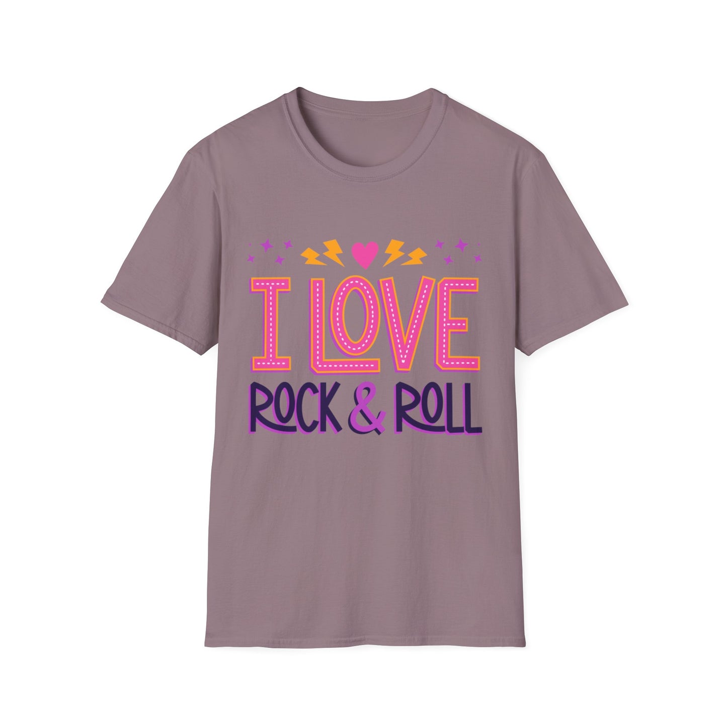I Love Rock & Roll Unisex Softstyle T-Shirt - Vintage Music Tee, Concert Outfit, Music Lover Gift, Festival Shirt, Casual Everyday Wear