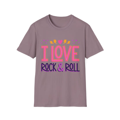 I Love Rock & Roll Unisex Softstyle T-Shirt - Vintage Music Tee, Concert Outfit, Music Lover Gift, Festival Shirt, Casual Everyday Wear