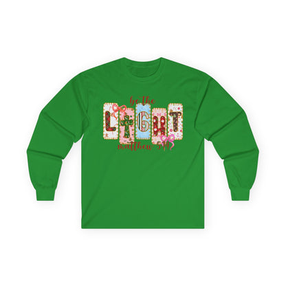 Be the Light Long Sleeve Tee — Inspirational Scripture Matthew 5:14 Design