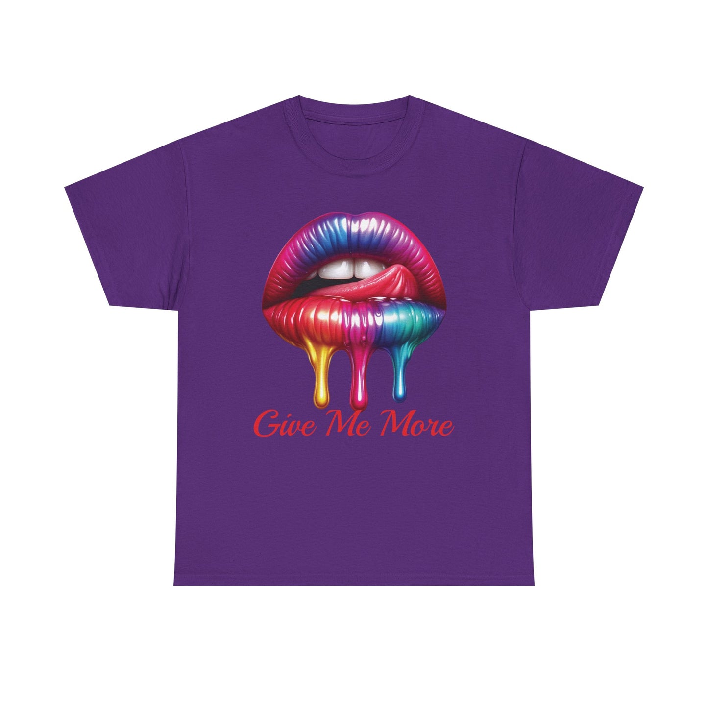 Rainbow Lips Graphic Unisex Heavy Cotton Tee - "Give Me More"