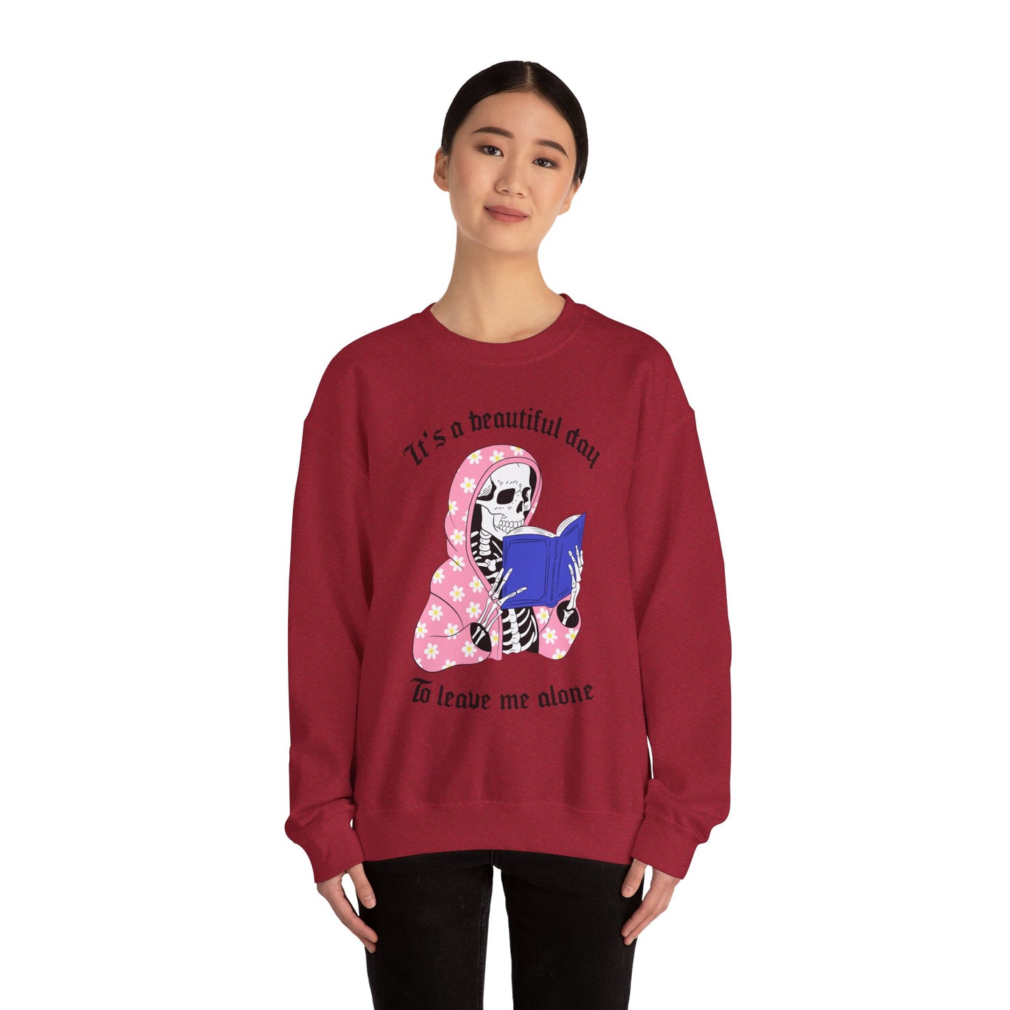 Unisex Heavy Blend™ Crewneck Sweatshirt - "It's a Beautiful Day to Leave Me Alone" Cozy Graphic