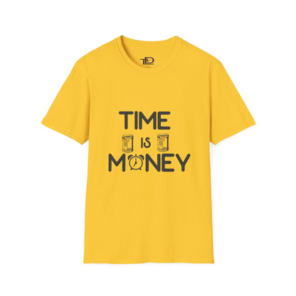 Inspirational Unisex Softstyle T-Shirt - "Time is Money" Statement Tee for Financial Motivators