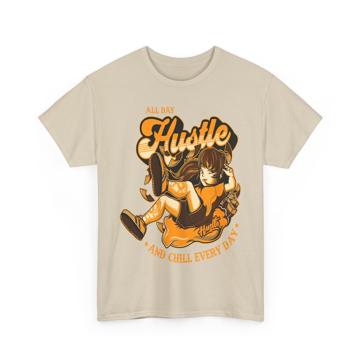 All Day Hustle Unisex Heavy Cotton Tee - Chill Vibes Graphic Tee